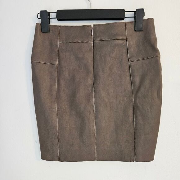 Cigno Nero Buttery Soft Brown Tan Tailored Austrian Leather Lined Mini Skirt 36 - Picture 6 of 10